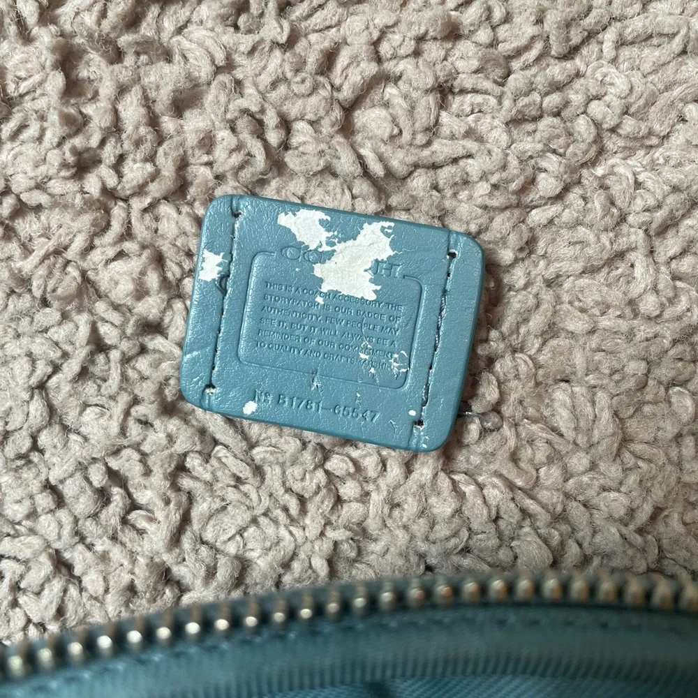 Coach Slate Blue Pebbled Leather Double Zip Crossbody with Silver Hardware - Picture 6 of 14
